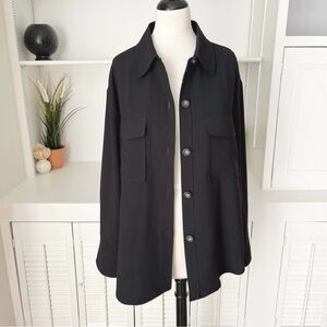 R Label The Reset Lined Modern Shirt Jacket Shacket Black Size XS NWT